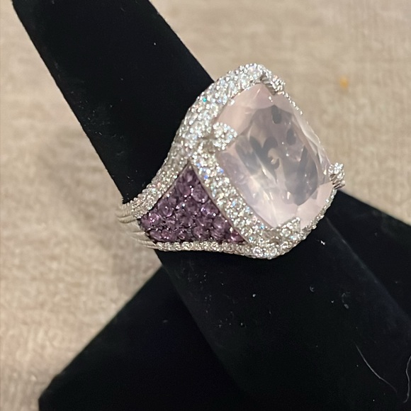 Judith Ripka - Amethyst Pink Quartz Sterling Silver Ring Size 6.75 - Picture 8 of 16
